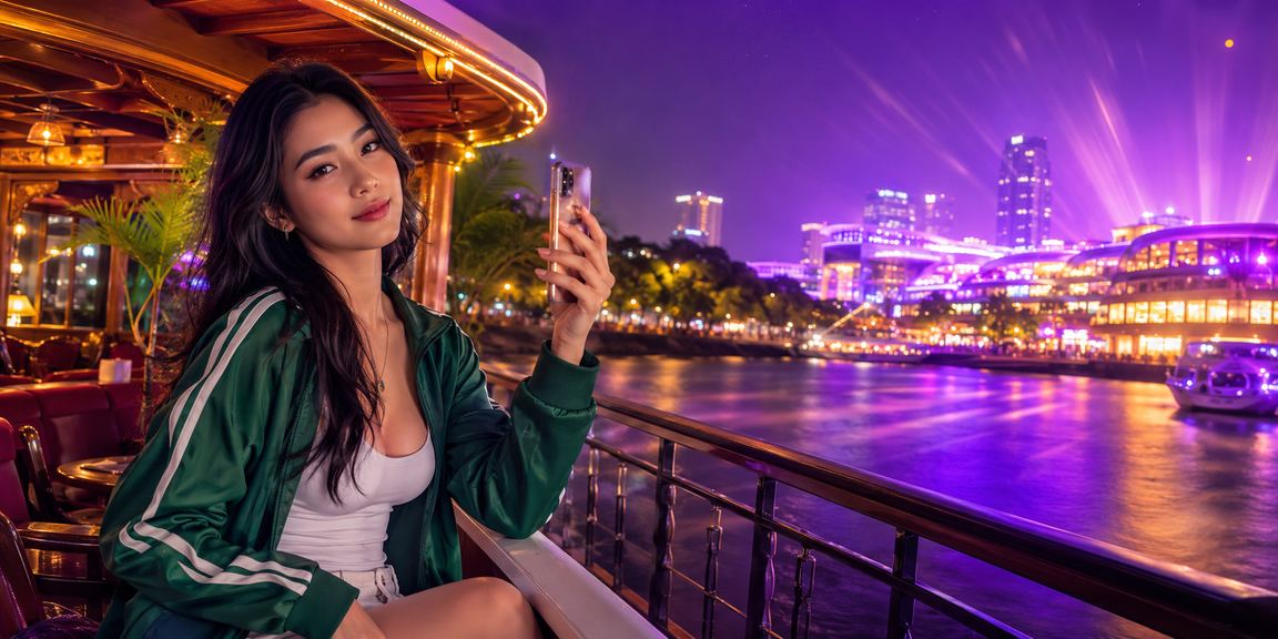 Người dùng tại Hà Nội mở casino di động trên điện thoại bên quán cà phê phố cổ