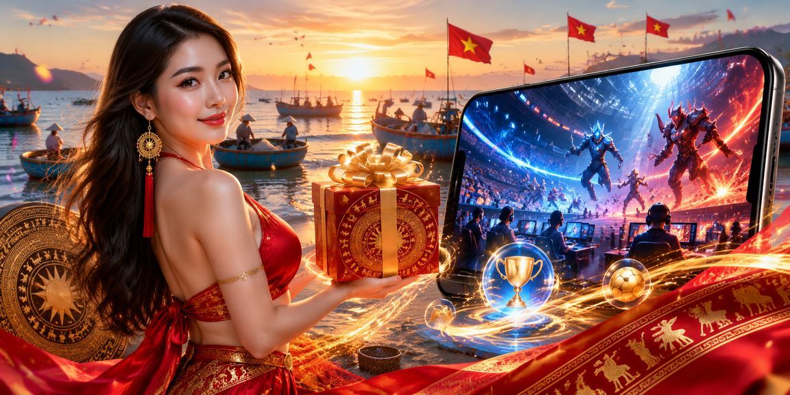 Người dùng trẻ tại bãi biển Mũi Né theo dõi giải esports và đặt cược qua điện thoại